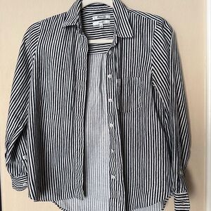 Madewell Black and White Striped Casual Shirt